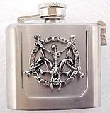 Evil Skeleton & Skull Flask Belt Buckle Stainless