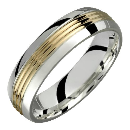 Beau - Elegant Two Tone Comfort Fit Wedding Band for Him & Her! Custom Made! Choose your Size.