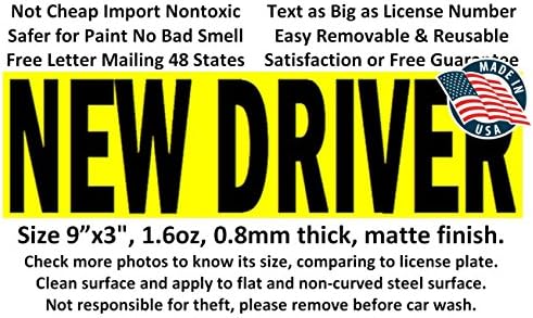 NEW DRIVER magnet for student driver, easy removable and re-usable. Size 9 inch X 3 inch, premium outdoor quality, big text font. Not reflective so no glares at night comparing to reflective ones (1)
