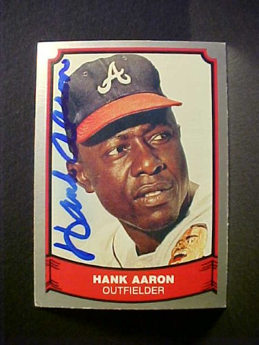 Hank Aaron Atlanta Braves #1 1988 Baseball Legends Signed Baseball Card