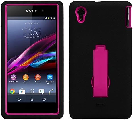 Cover-U® Sony Xperia Z1S C6916 Black Skin Armor Case Rugged Case Pink with Stand Included [Free Premium Screen Guard + Free Cover U (TM) Stylus Pen]