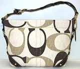 AUTHENTIC COACH SIGNATURE TONAL C CARLY SHOULDER BAG - 12197 (Chocolate/Ivory)