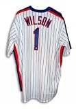 Autographed Mookie Wilson New York Mets White Pinstripe Throwback Majestic Jersey Inscribed 1986 WS Champs