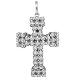14K White Gold Mens Diamond Cross Pendant 4.75 Ctw