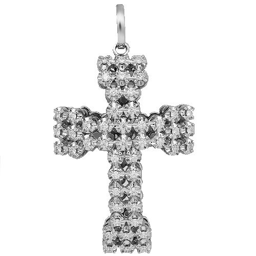 14K White Gold Mens Diamond Cross Pendant 4.75 Ctw