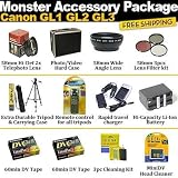 Ultimate Accessory Package For Canon GL1 GL2 GL3 Includes 9Hour Battery, Rapid Charger, Wide Lens, Telephoto Lens, Filter Kit, 300 Watt Video Light, Pro Hard Case, 10 Mini DV Tapes + More
