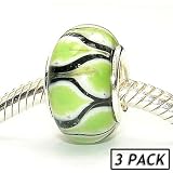 Coastal Collection Silver Glass Beads (3 Pack) - Rain Forrest (Pandora and Chamilia Compatible)