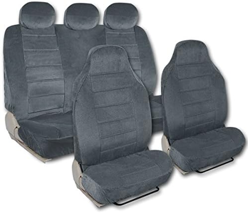 Charcoal Dotted Cloth Regal pattern 7 Piece Superior High Back Car Seat Covers