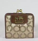 NEW AUTHENTIC COACH MADISON OP ART FRAME FRENCH PURSE WALLET (Khaki/Brown)