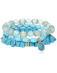 NINE WEST VINTAGE AMERICA "Summer Solstice 2" Silver-Tone Blue Trio Stretch Bracelet, 2.5"