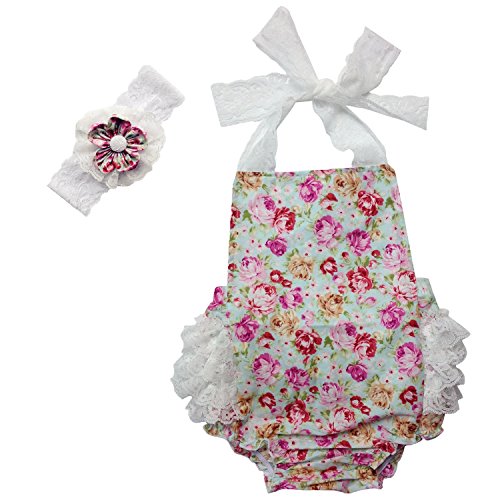 DQdq Baby Girls' Cotton Ruffles Romper Summer Dresses with Headband