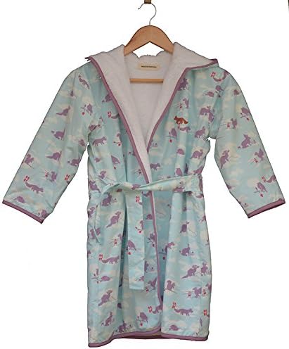 Girls Organic Cotton Fauna Robe/Cover Up, T4 Purple/Blue