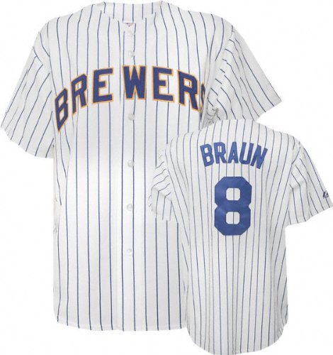 Ryan Braun Milwaukee Brewers Pinstripe MLB Replica Jersey