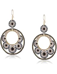 Miguel Ases Onyx and Hematite Victorian Cut-Out Drop Earrings