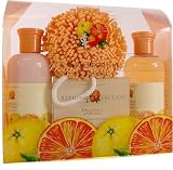 Tropical Fruit Duos Gift Set- 4 Piece Set, Shower Gel, Lotion, Soap and Puff, Grapefruit Orange