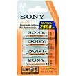 Sony 2500 mAh AA Rechargeable Nimh Batteries, 4-pack
