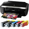Canon Tintenstrahldrucker IP4850 mit 5 kompatiblen Patronen + USB-Kabel + 100 Blatt Fotopapier 10x15cm