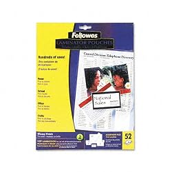 Fellowes Clear Laminating Pouch Assortment Kit, 3 mm, Assorted, 52 per Pack (5208401)
