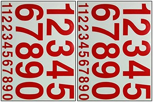 2x Number 0-9 "Red" Sticker Sheets for Helmet (Football, Baseball, Hockey,dirt Bike)