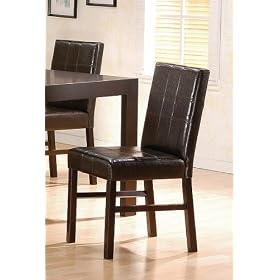 Set of 2 Contemporary Bycast Leather Parson Dining Chairs