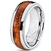 Titanium Wedding Band, Engagement Ring with Real Hawaiian Koa Rosewood Inlay, 8mm comfort fit
