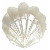 Bottom Surface Painted Glass Pearl Color Scallop Shell Large Plate 14 D by Traders and Company