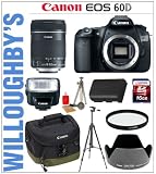 Canon EOS 60D 18 MP CMOS Digital SLR Body with Canon EF-S 18-135mm f/3.5-5.6 IS Lens + Canon Deluxe Gadget Bag + Canon EW-73B Lens Hood + Canon Speedlite 270EX II Flash + Canon LPE6 Spare Battery + 67mm Essential Pro DHD UV Filter + LexSpeed 16GB SDHC Class 10 Memory Card + Sunpak 6600DX Digital Tripod & Much More! Willoughby's Est. 1898 Photographic Specialty Flash Bundle