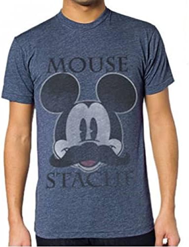 Philcos Men's Movember Mickey Mouse Mousestache T Shirt Medium Blue