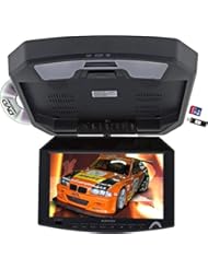 Wireless: 9" Flip Down/Roof-mount Monitor with Built-in DVD/SD/USB and IR Transmitter EV-9082FD Black - Evervox