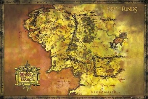 1art1 59162 Der Herr der Ringe - Landkarte Von Mittelerde Poster, 91 x 61 cm