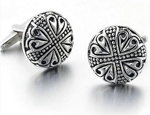 Rome Antique Style Handmade Copper Cufflinks for Men's 1 Pair Gift Boxed (silver B)