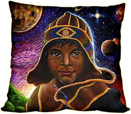 Cosmic Son Pillow by Chris Dyer (double-sided; hidden zip; M: 18 x 18in) - the cosmos, the spiritual, the universe unite in this unique design