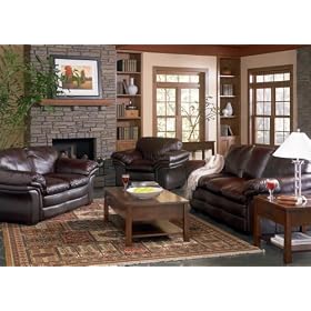 Leather Sofa Set - 4 Piece in Brown Leather Match Vinyl - Coaster by Coaster