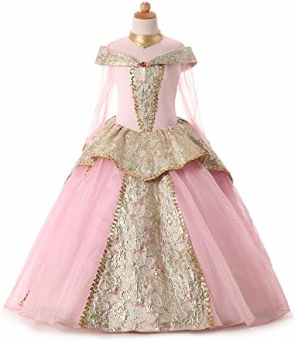 Pink Gold Embellishments Princess Ball Gown Girls Birthday Party Helloween Cute 10