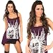 Long Top mit Foto Print und Glitzer Zipfeltop Gr. 36-42 Violett