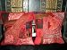 2 Red Gujrati Embroidered Sari Toss Pillow Cushion Covers