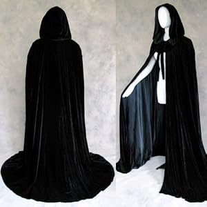 Lined Black Velvet Cloak - Medieval Renaissance Costume