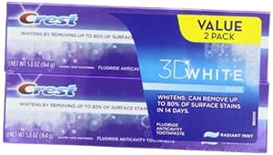 Crest 3D White Vivid Anticavity Teeth Whitening Radiant Mint Toothpaste 5.8oz, Twin Pack 11.6 Oz Total