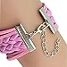 Fahion Antique Silver Infinity Love Charm Bracelet Bangle Watch Multi-layer Leather Crystal Watch Pink