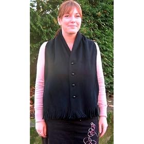 Button Front Black Scarf (520) - Ideal to keep warm