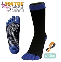 TOETOE Socks Yoga and Pilates Black & Mid Blue Unisize 4-11
