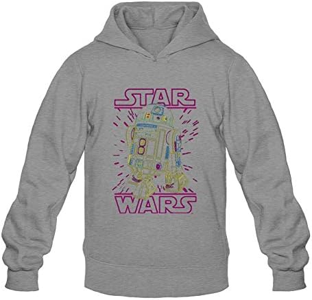 huaxian mens 100% Cotton Star Wars R2D2 Lines Juniors Graphic Pullover Hoodie