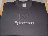 I Love Spiderman - Ladies Short Sleeve Gildan g640l Rhinestone Shirt