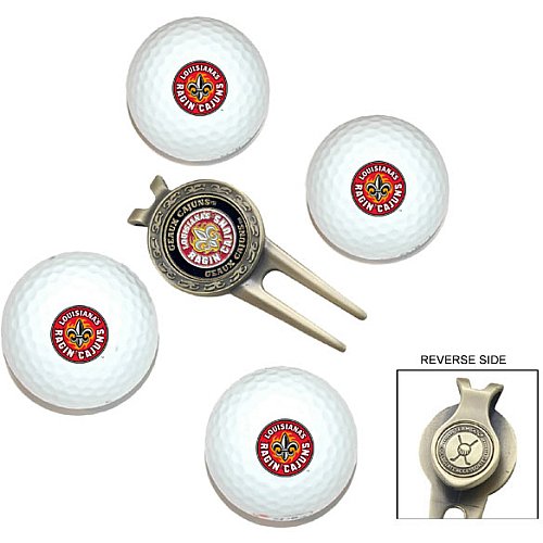 Louisiana Lafayette Ragin Cajuns Pack Of 4 Golf Balls And Divet Tool Gift Set From Team Golf