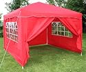 3x3mtr Red Pop Up Gazebo with Four Side Panels and Bag