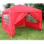 3x3mtr Red Pop Up Gazebo, FULLY WATERPROOF, with Four Side Panels and Bag