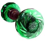 Antique Emerald Green Cut Glass Door Knob Vintage Reproduction Doorknobs