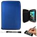 Blue Slim Hard Nylon Cube Portfolio Cover Carrying Case For Barnes & Noble NOOK COLOR eBook Reader Tablet + Includes a eBigValue (TM) Determination Hand Strap + Includes a Universal Graphic Designer Stylus Pen