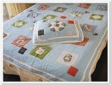 Shabby Chic Sports Hand Quilted /Patched 2pc Twin Quilt Set