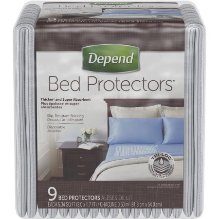 Depend Waterproof Bed Protectors, Overnight Absorbency, 9 count